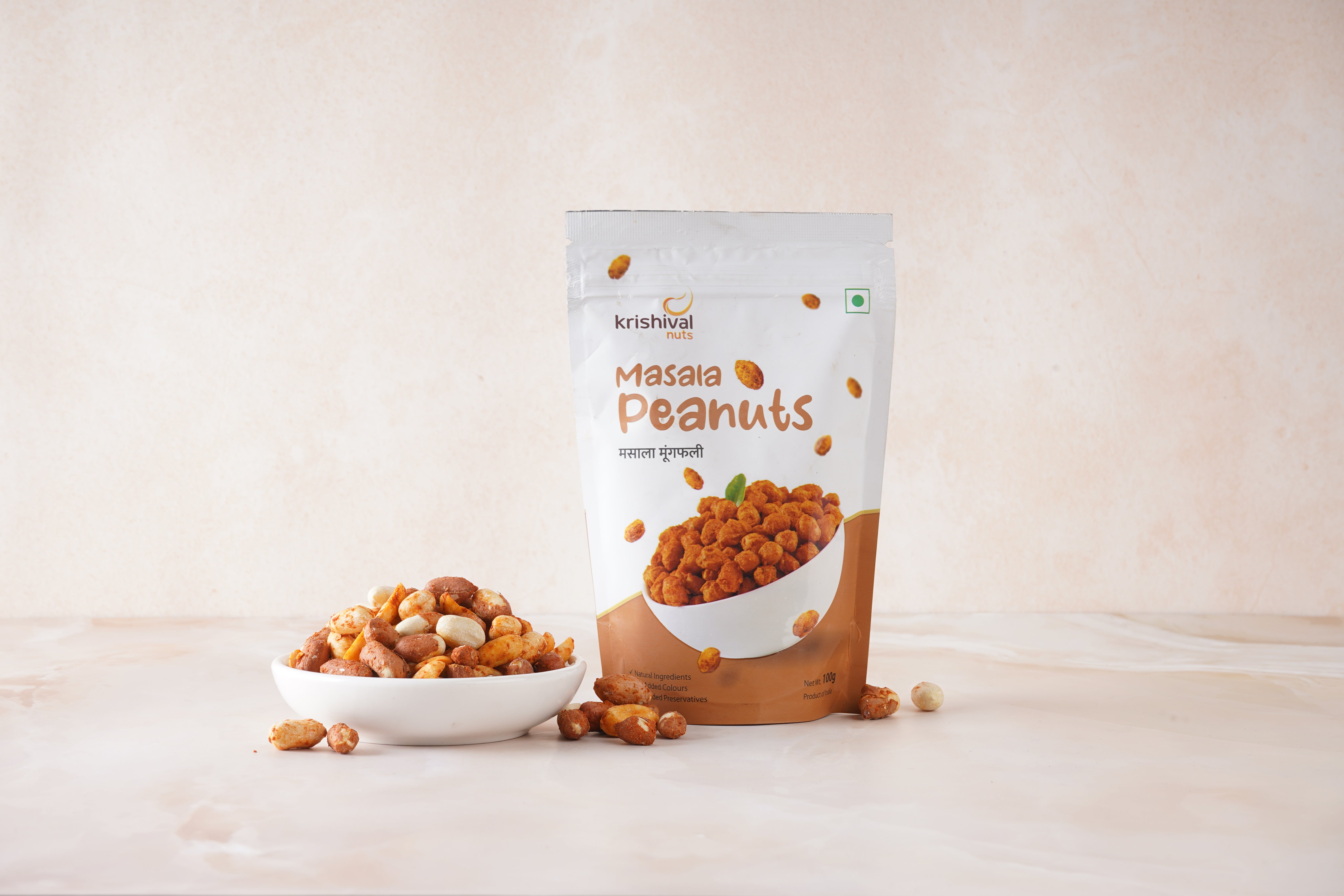 KRISHIVAL NUTS Masala Peanuts | 100 Grams [1 pack of 100 grams
