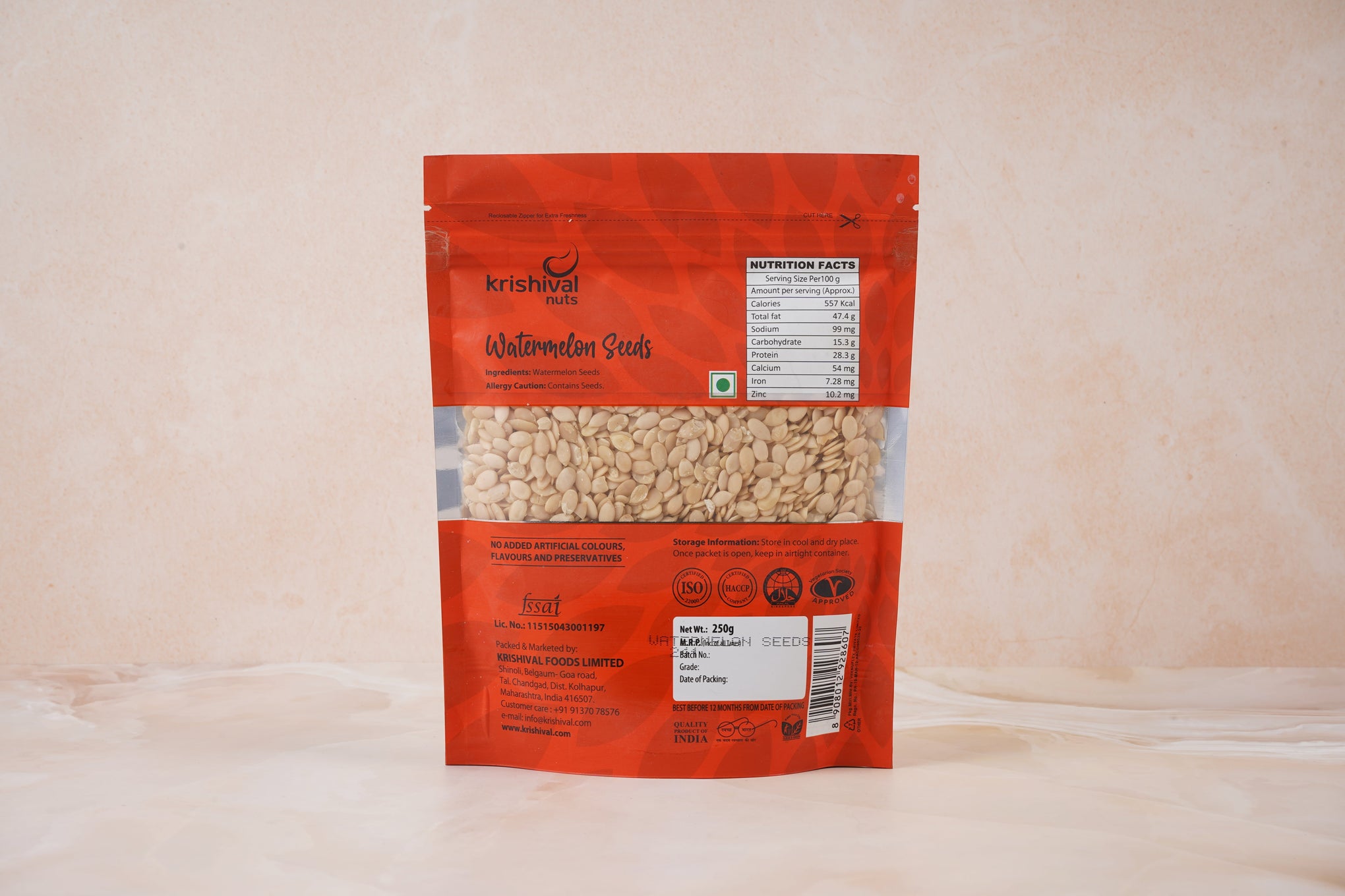 Krishival Nuts Watermelon Seeds | 250 Grams, Pack of 1 | Healthy & 100% Natural