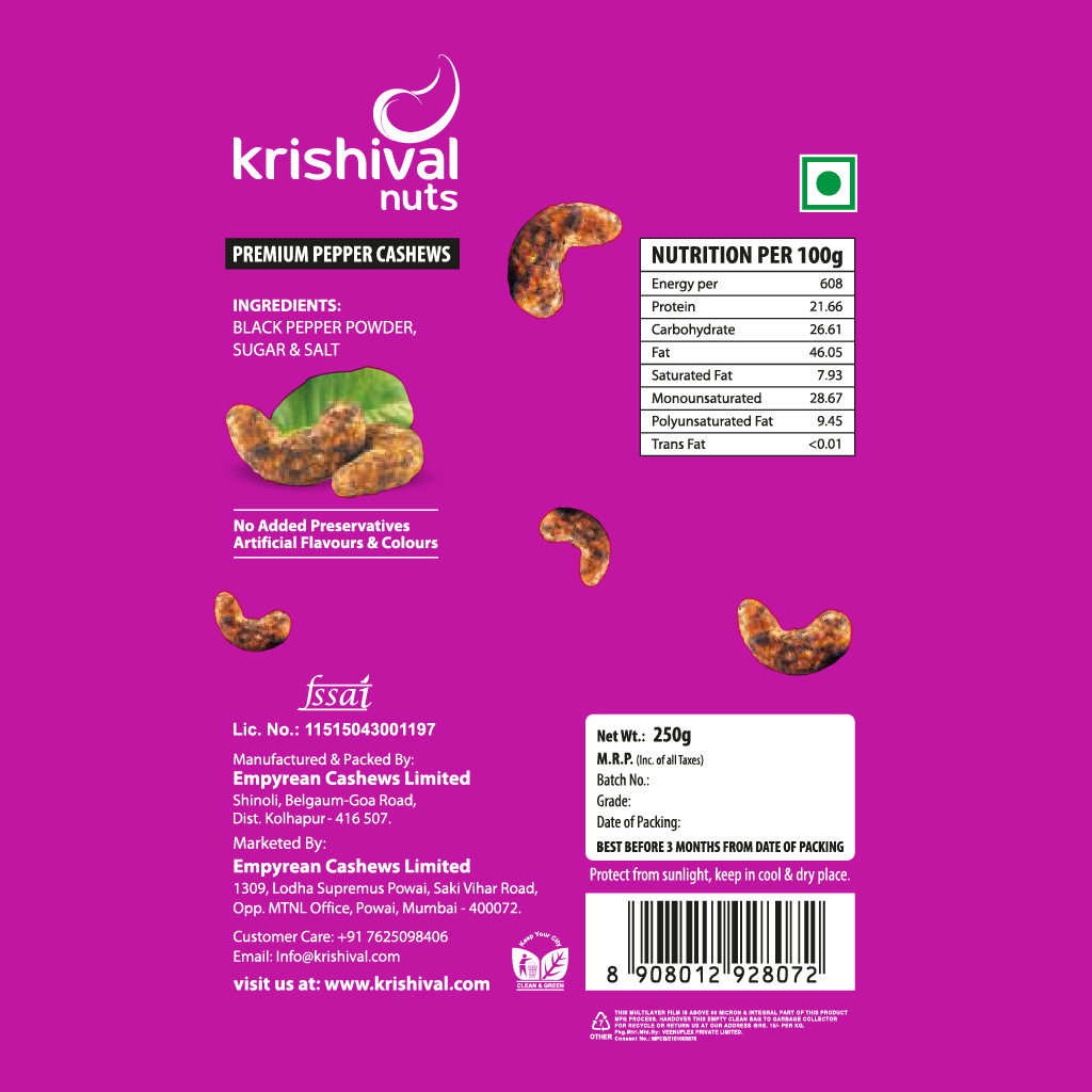 Pepper Cashew 500g (Pack of 2 X 250g)
