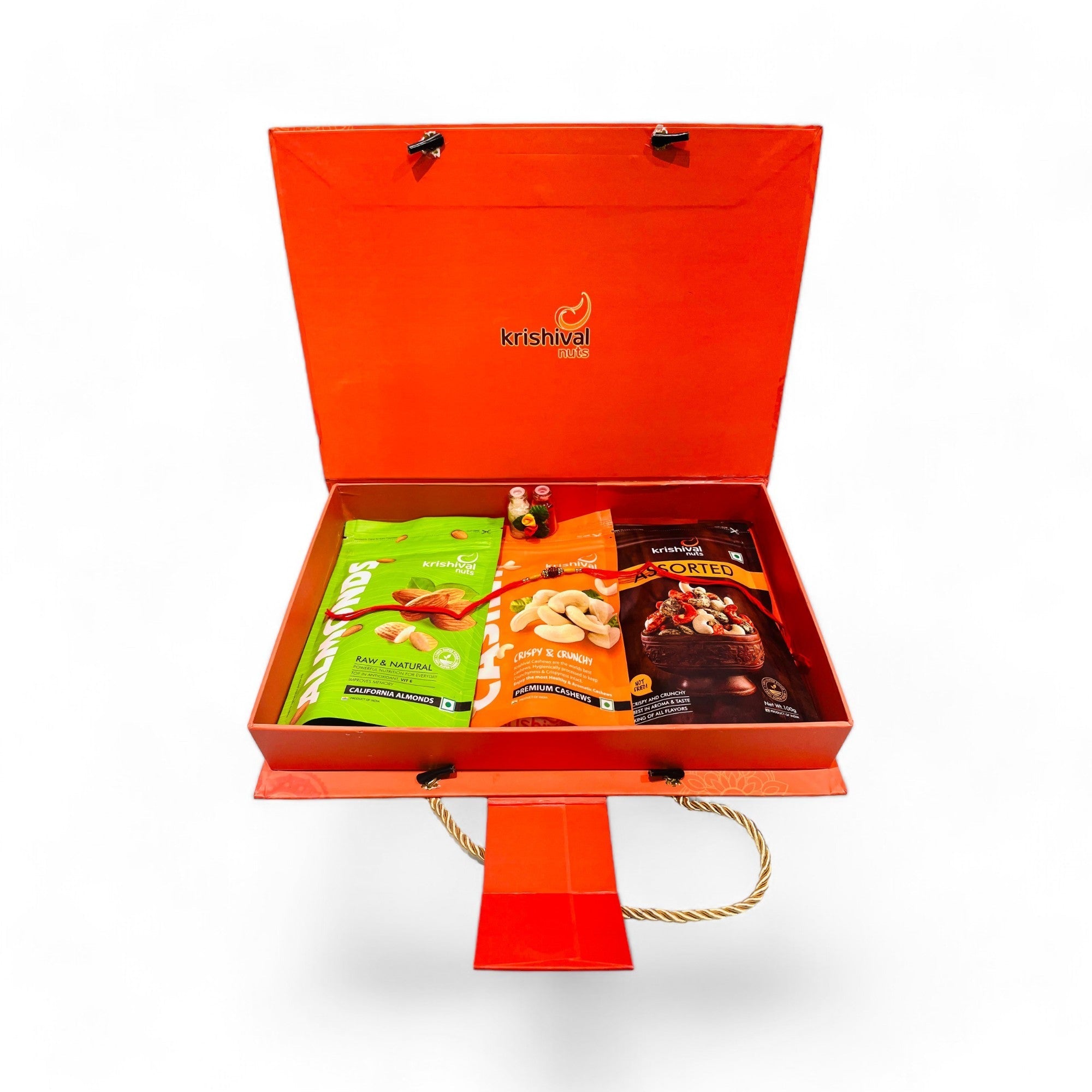 Rakhi Box - Almonds(100 gm) + Assorted Cashews(100 gm) + Premium Cashews(100 gm)